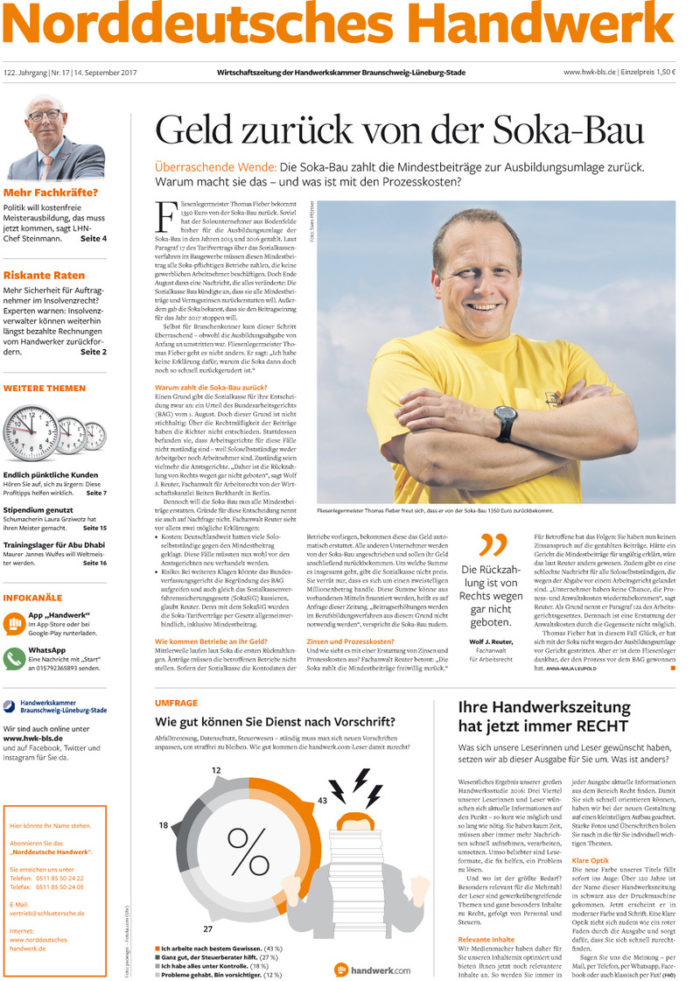 Die Zeitung Norddeutsches Handwerk ist ein Produkt der Schlüterschen