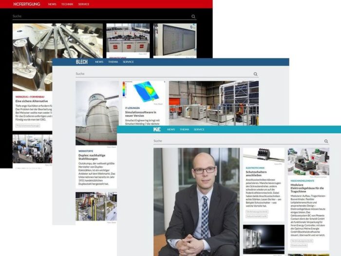 Ein Screenshot der neuen Portale in der Industriebranche der Schlüterschen.