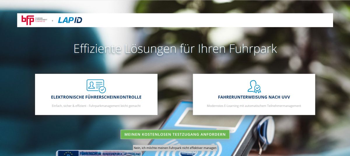Landingpage der Kooperation bfp und LapOD